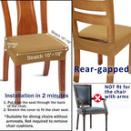Buyue Fast Installation Dining Room Chair Covers Set Of 4, Luxury Stretch Jacquard Seat Slipcovers For Kitchen Armless Chairs, Rear Gapped- Ocher- 4