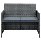 vidaXL Patio Sofa - 2-Seater, Outdoor Furniture with Cushions, Weather-Resistant & Lightweight, Durable Poly Rattan, Gray