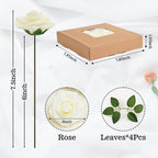 Bleum Cade 16Pcs Artificial Flowers Fake Roses With Stems, Ivory White Boxed Foam Roses For Diy Bouquets Centerpieces Wedding Pa