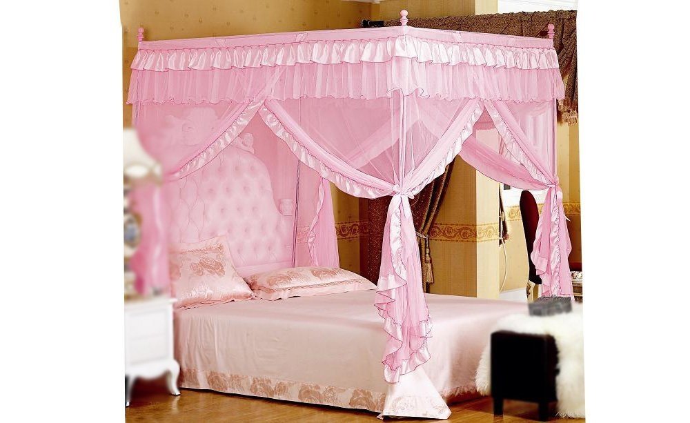 Mengersi Bed Canopy For Girls,Canopy Bed Curtains Canopy For Bed Drapes,Princess Bed Curtains Birthday Present Girls Room Decor,