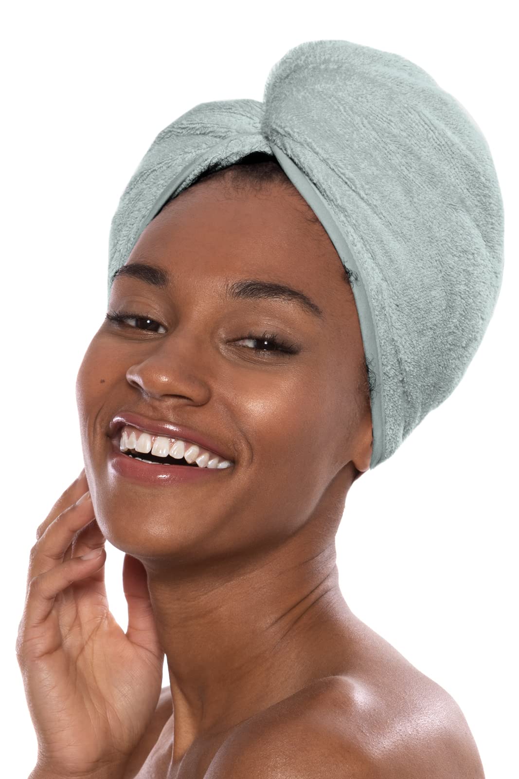 Texere Women's Rayon and Cotton Terry Spa Hair Towel - Fast Drying, Absorbent Hair Wrap Twist Turban for Long, Thick, and Curly 