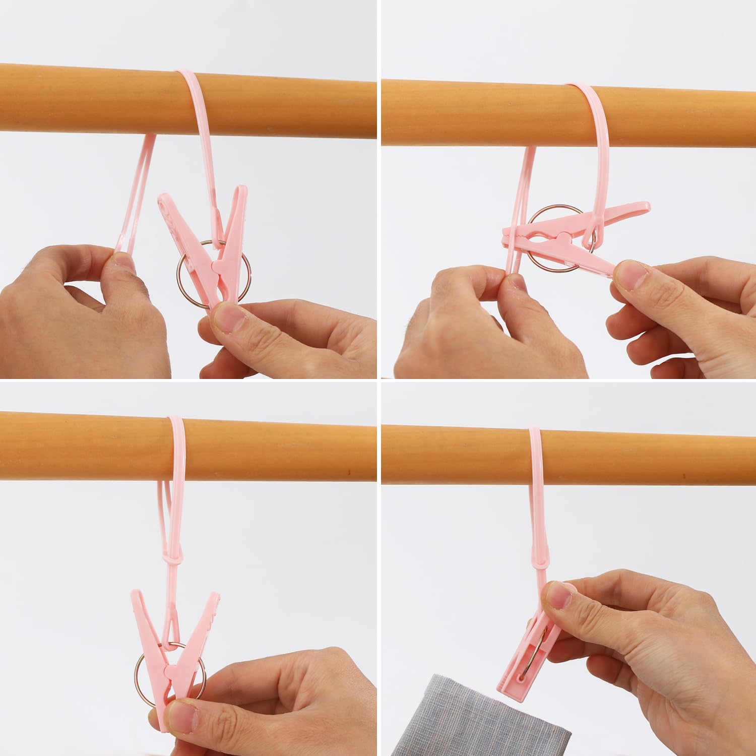Syxupumi 24 Pack Plastic Clothes Pins Heavy Duty Outdoor For Hanging Clothes,Mini Clothespins With Hanging Rope,Hangers With Cli