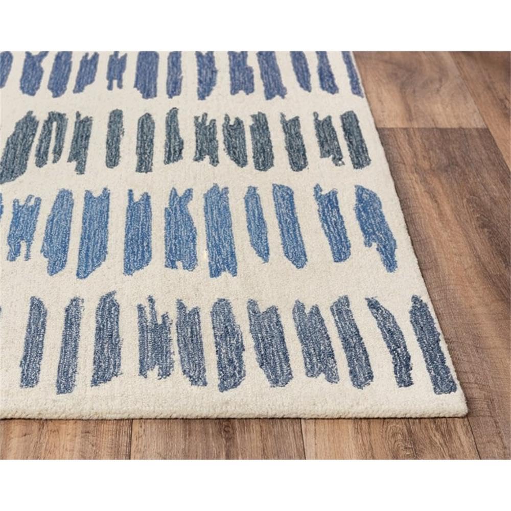 Alora Decor Rivera 8'9" X 11'9" Stripe Ivory/Blue/Ivory/Charcoal Area Rug