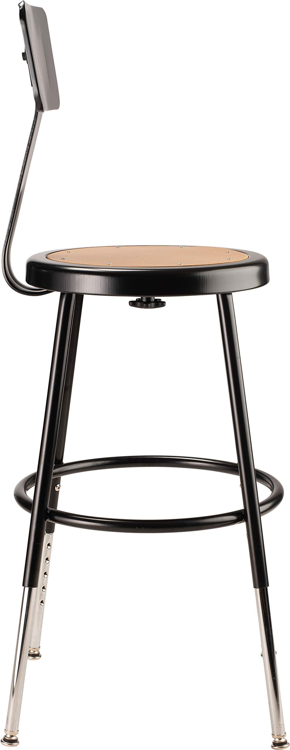 National Public Seating 6218Hb-10-Cn 19" X 27" Height Adjustable Heavy Duty Steel Stool With Backrest (5 Pack), Black