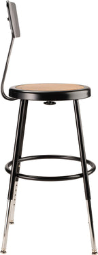National Public Seating 6218Hb-10-Cn 19" X 27" Height Adjustable Heavy Duty Steel Stool With Backrest (5 Pack), Black