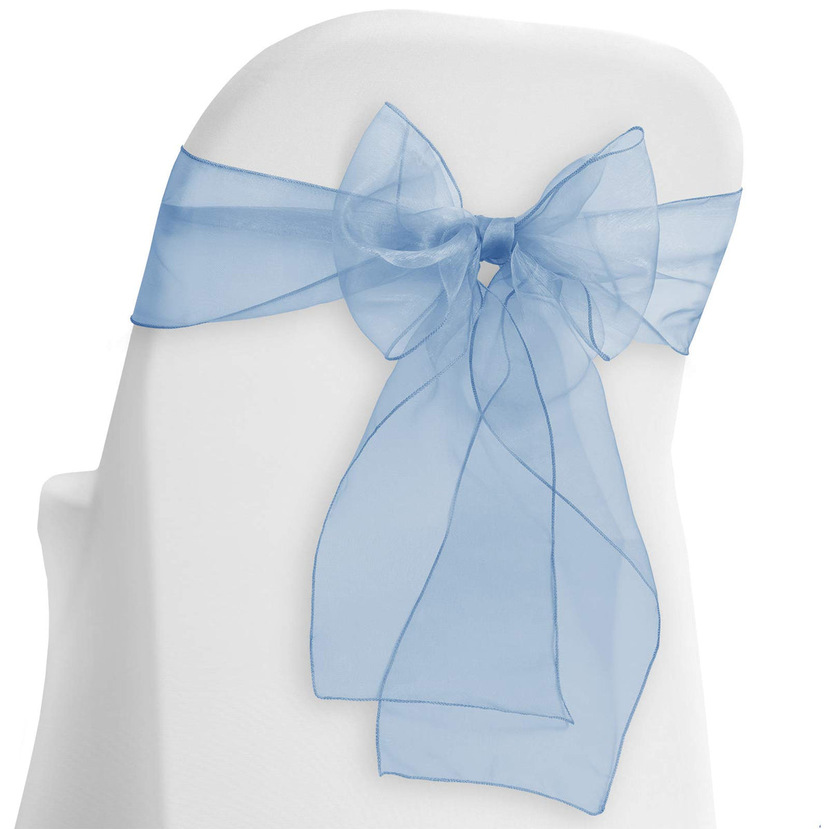 Lann'S Linens - 10 Elegant Organza Wedding/Party Chair Cover Sashes/Bows - Ribbon Tie Back Sash - Baby Blue