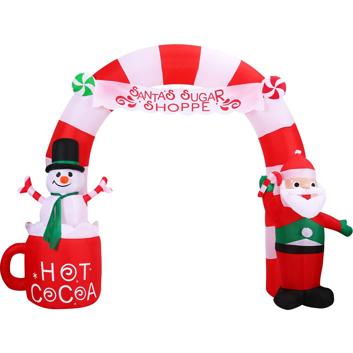 Christmas Time 9-Ft. Wide Inflatable Candy Cane Walkway Arch With Led Lights | Festive Holiday Blow-Up Decorations | Blower, Stakes, Ropes, And Storage Bag Included | Ct-Xmasarch091-L