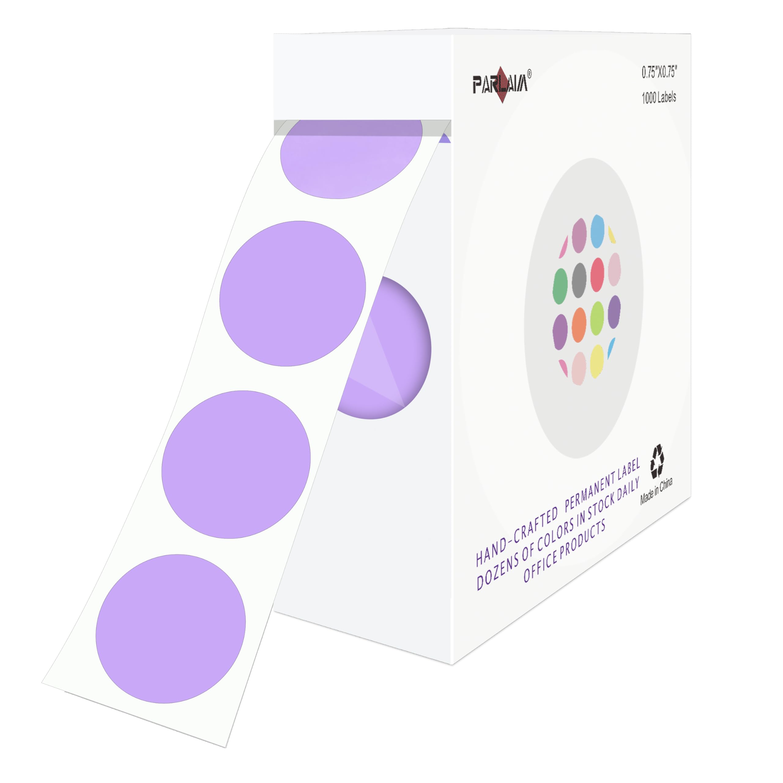 Parlaim 0.75' Round Color Coding Circle Dot Labels In Roll, 1000 Stickers Per Dispenser Box, 3/4 Inch Diameter For Office And B