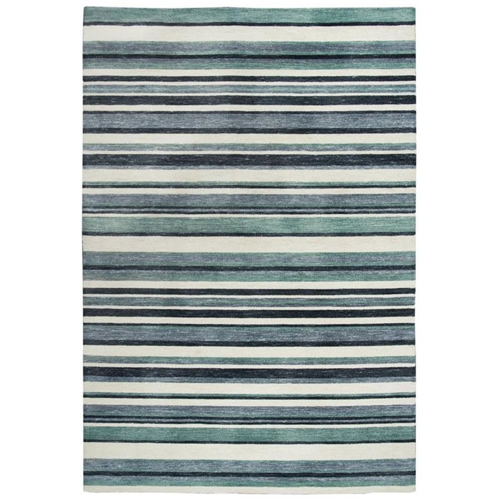 Alora Decor Bermuda 7'6"X9'6" Stripe Aqua/Gray/Ivory Hand-Tufted Area Rug