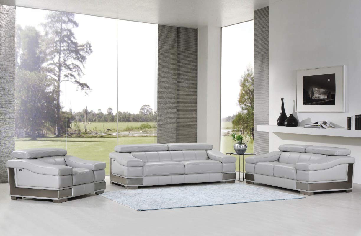 HomeRoots Decor 117-inch Lovely Light Grey Sofa Set