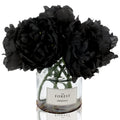 Tinsow Artificial Peony for Home Decoration, 5 Pcs Faux Black Peonies Flowers for Halloween Decoration, Silk Flowers Bouquet,(Bl