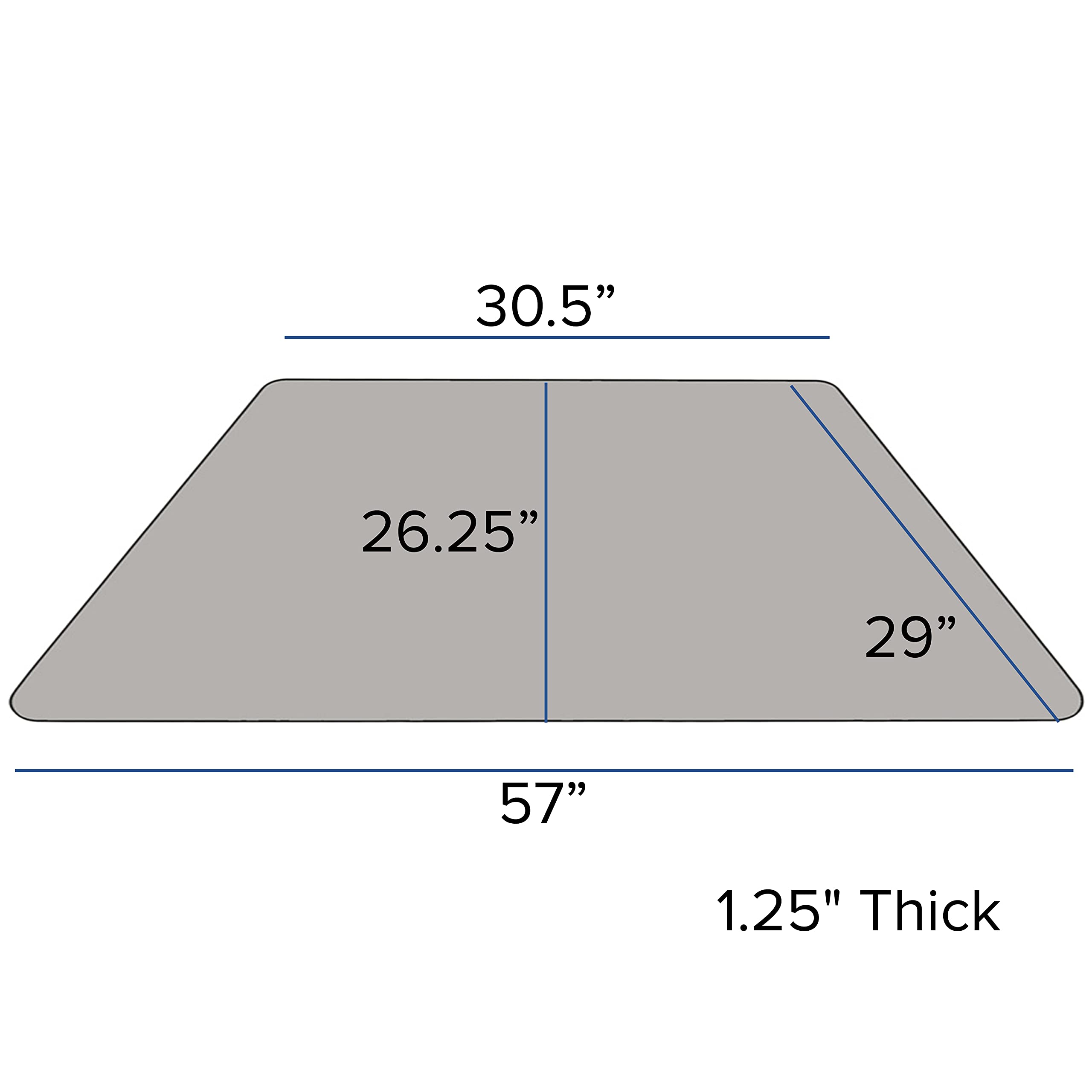 Flash Furniture Wren 29''W x 57''L Trapezoid Grey Thermal Laminate Activity Table - Height Adjustable Short Legs