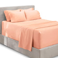Hearth & Harbor Bed Linen Set - Split King Size Sheet Set, 6Pc, Extra Deep Pocket, Microfiber, Peach