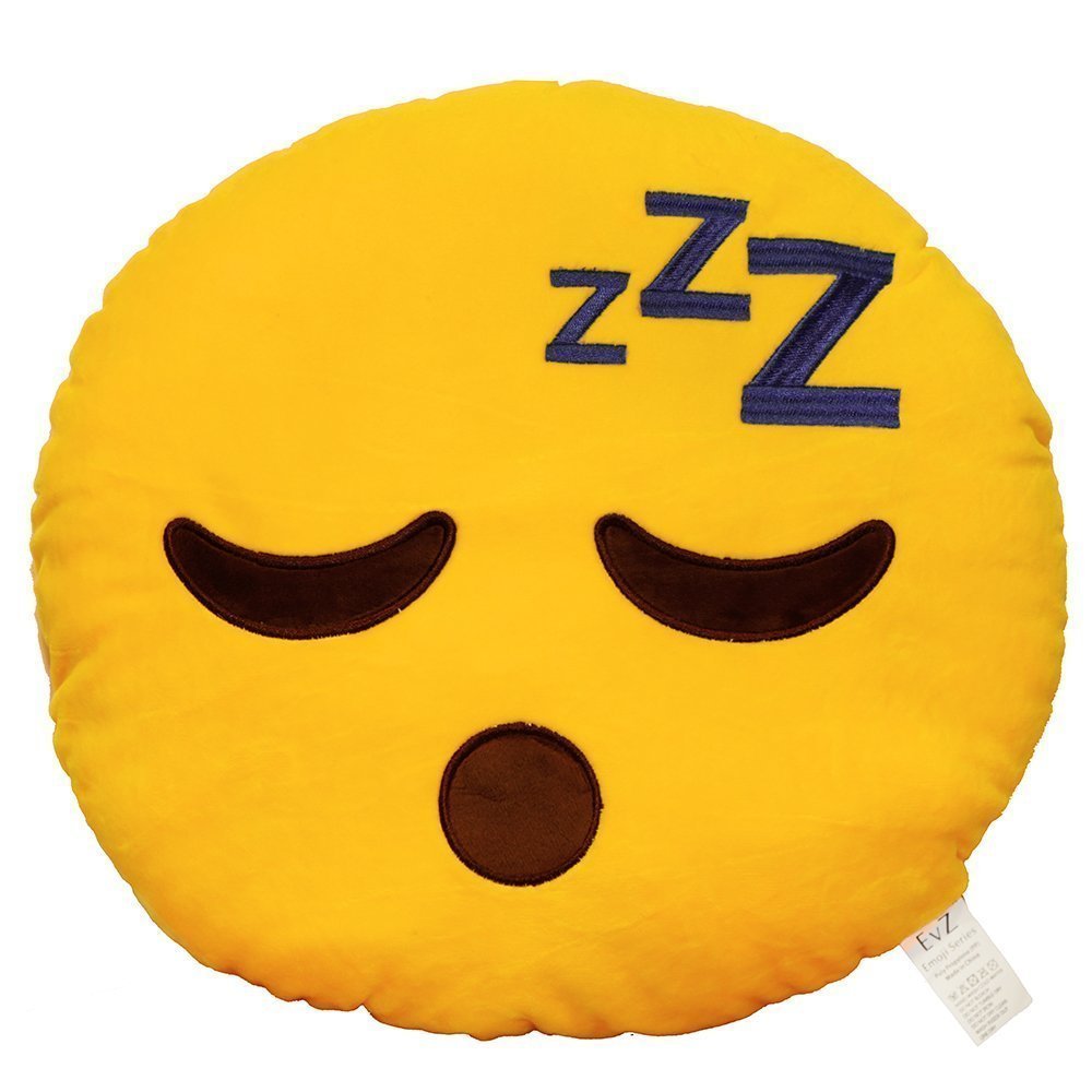Evz Emoji Sleeping Face Emoticon Cushion Stuffed Plush Soft Pillow, Official Certified, 32Cm Yellow