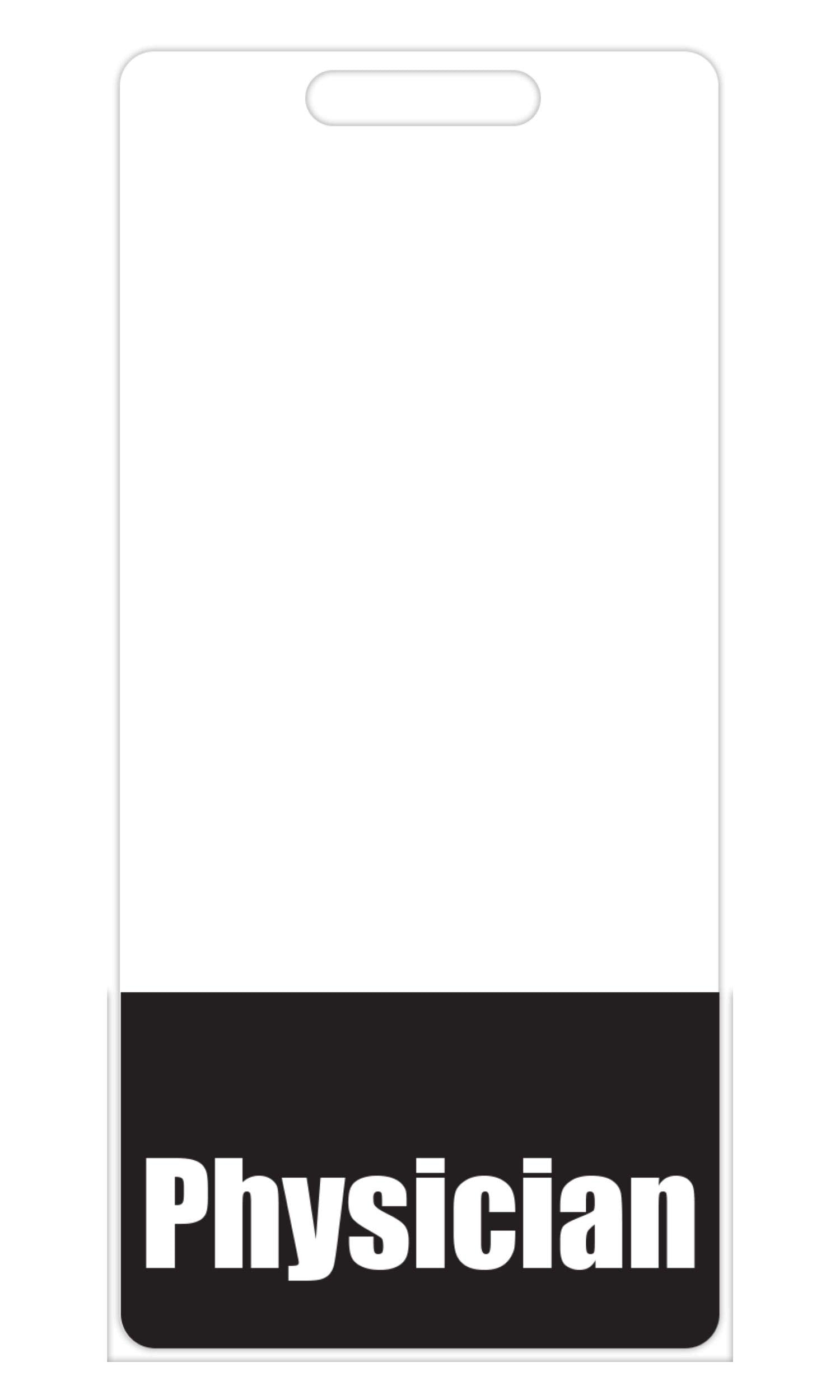 Physician Badge Buddy (Black) - Vertical Heavy Duty Badge Tags For Doctors - Double Sided Badge Identification Card
