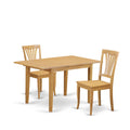 East West Furniture NOAV3-OAK-W 3 Piece Dining Room Table Set Contains a Rectangle Kitchen Table with Butterfly Leaf and 2 Dining Chairs, 32x54 Inch, Oak