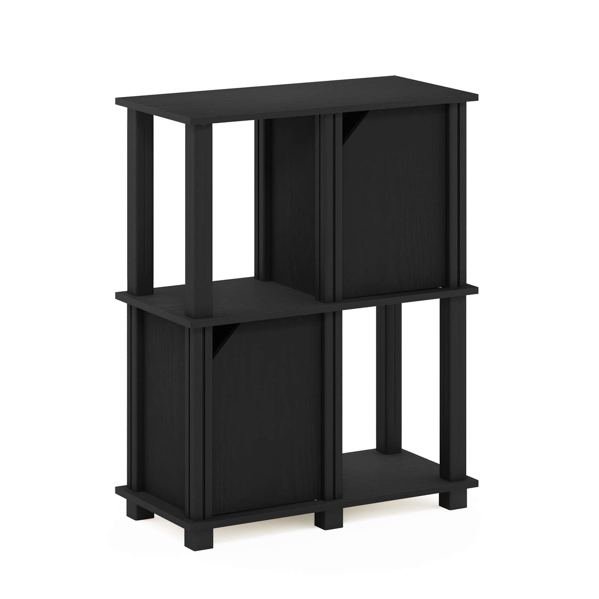 FURINNO Brahms Storage Shelf, 3-Tier, Black Oak/Black