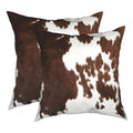 Fjwmz Western Cow Print Pillow Covers 2 Pcs Brown Cowhide Throw Pillows Cover 18X18 Inch Rustic Country Decorative Soft Farm Ani