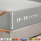 Nestl Light Grey Twin Xl Fitted Sheet Only, Extra Deep Pocket Fitted Bed Sheet, 1800 Microfiber Xl Twin Fitted Sheet, Ultra Soft Fitted Sheet Twin Xl Fits Up To 24 Inch Mattress