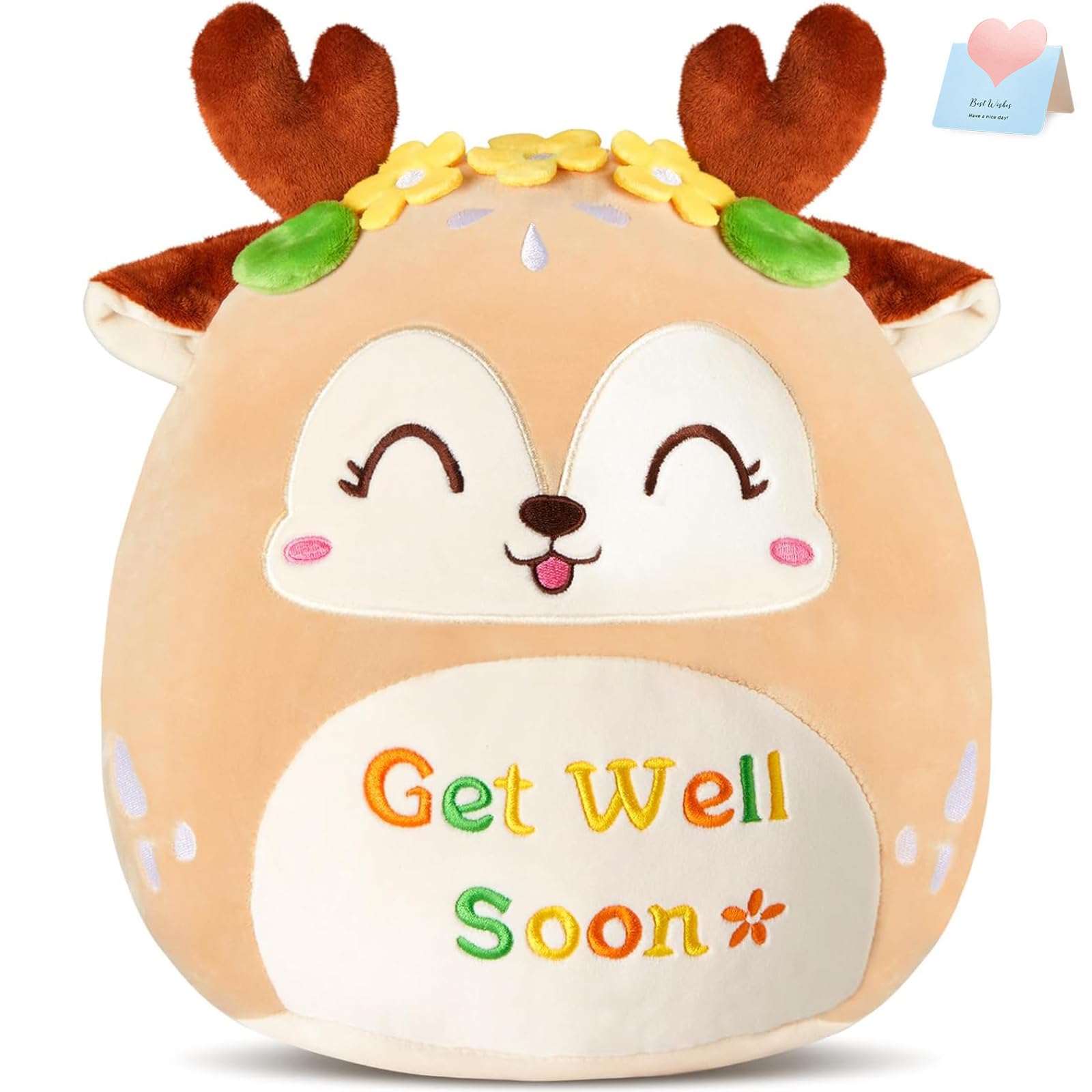Cozyworld 12 ' Get Well Soon Sika Deer Plush Pillow,Soft Deer Plushie,Cute Stuffed Animals Hugging Pillow,Get Well Soon Gift Fo
