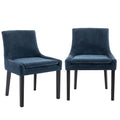 Colamy Modern Dining Chairs Set Of 2, Upholstered Corduroy Accent Side Leisure Chairs With Mid Back And Wood Legs For Living Room/Dining Room-Blue