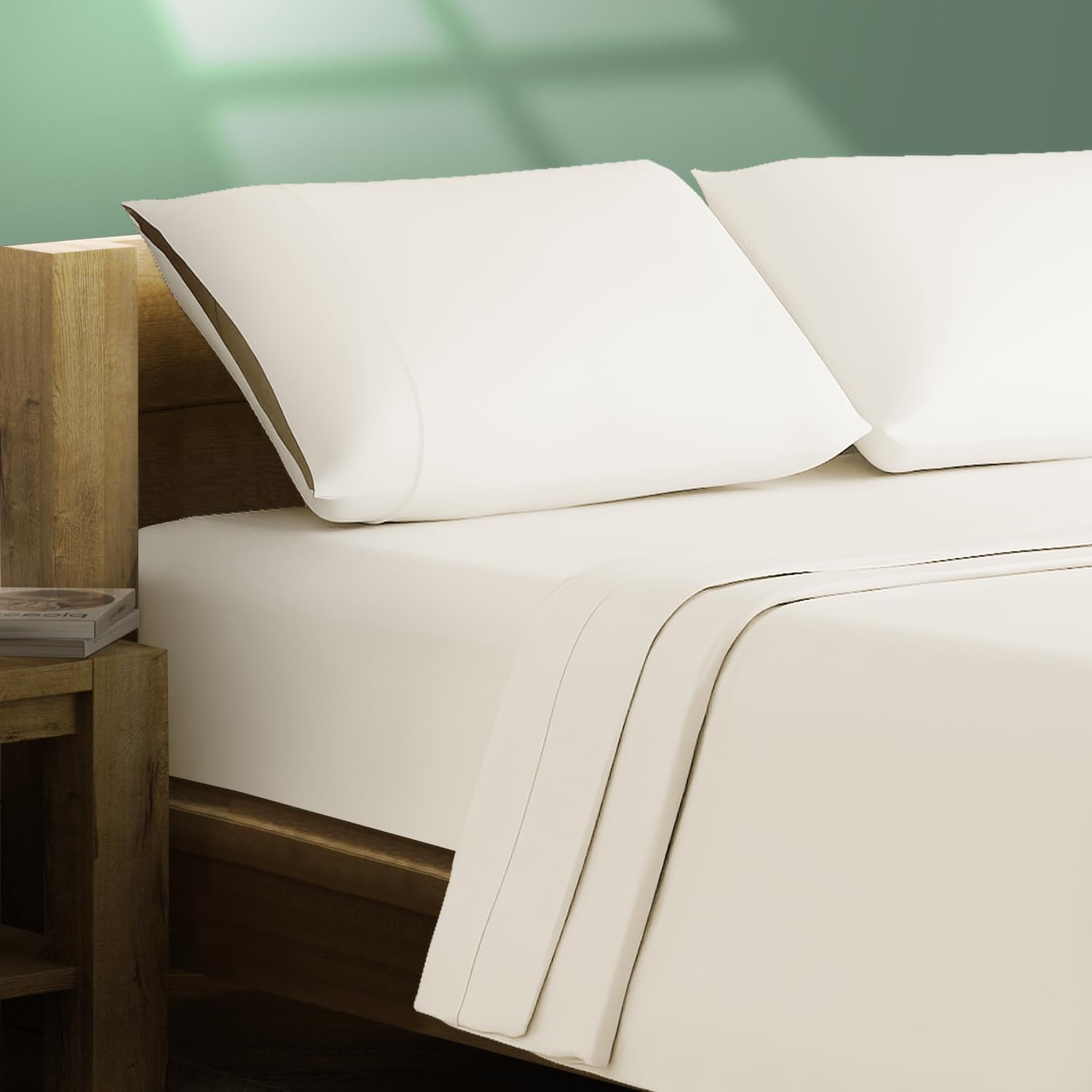 Texas Linen Co. 100% Organic Cotton Percale Sheets Twin Size - 3 Piece Twin Percale Sheet Set, 16' Deep Pocket Twin Percale She