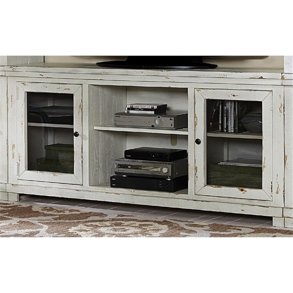 Progressive Furniture Willow 68 In Entertainment Console, Distressed White