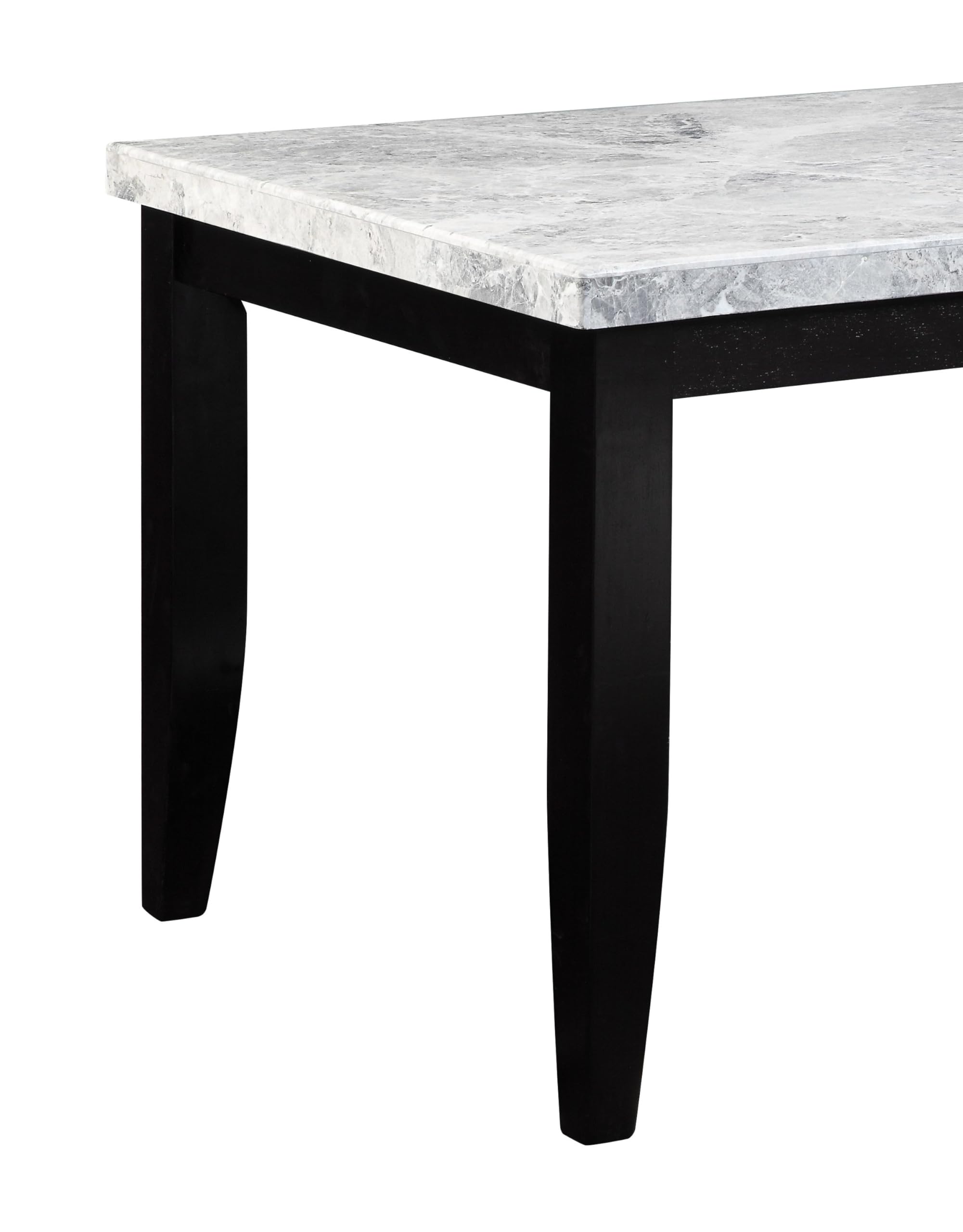 Acme Hussein Rectangular Marble Top Dining Table in Black