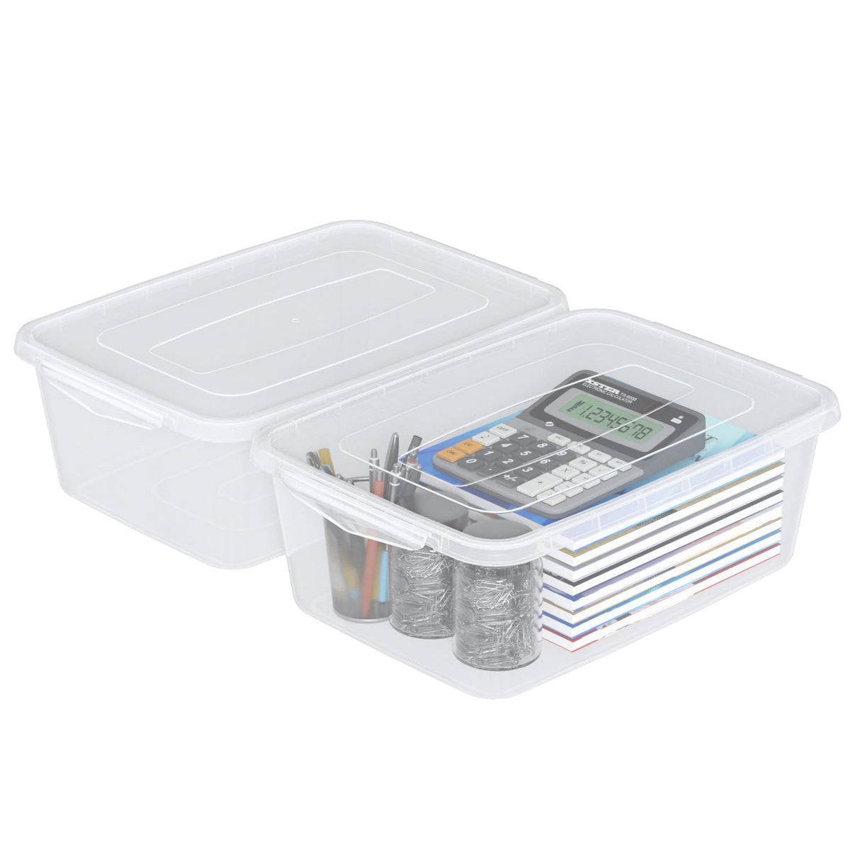 Guankan 16 Qt Plastic Storage Bin with Lid, Clear Latching Box Pack of 2