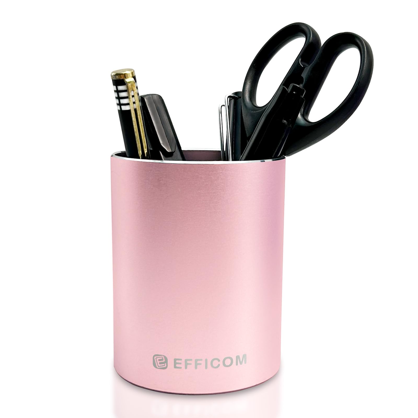 Efficom Pen Holder For Desk, Cool Metal Pencil Cup, Exquisite Aluminum Polished Desk Storage Organizer, Stationery Supplies, Rou