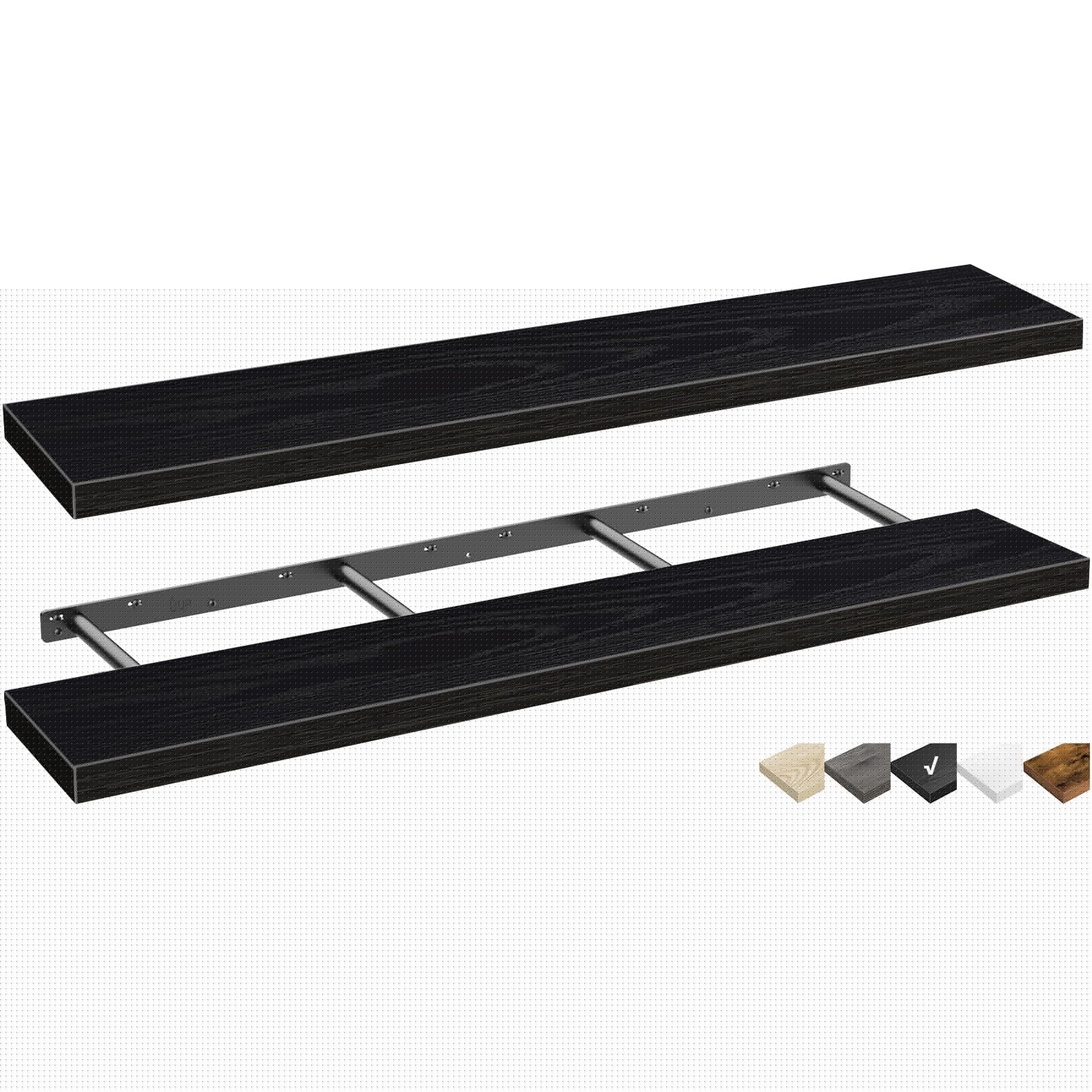 QEEIG Bathroom Shelves 55 inches Long Wall Shelf Large Extra Long 55 x 9 inch Set of 2, Black (008-140B)
