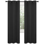 Deconovo Blackout Curtains For Bedroom, Thermal Insulated Room Darkening Window Drapes, Energy Efficient Grommet Curtains,Black,