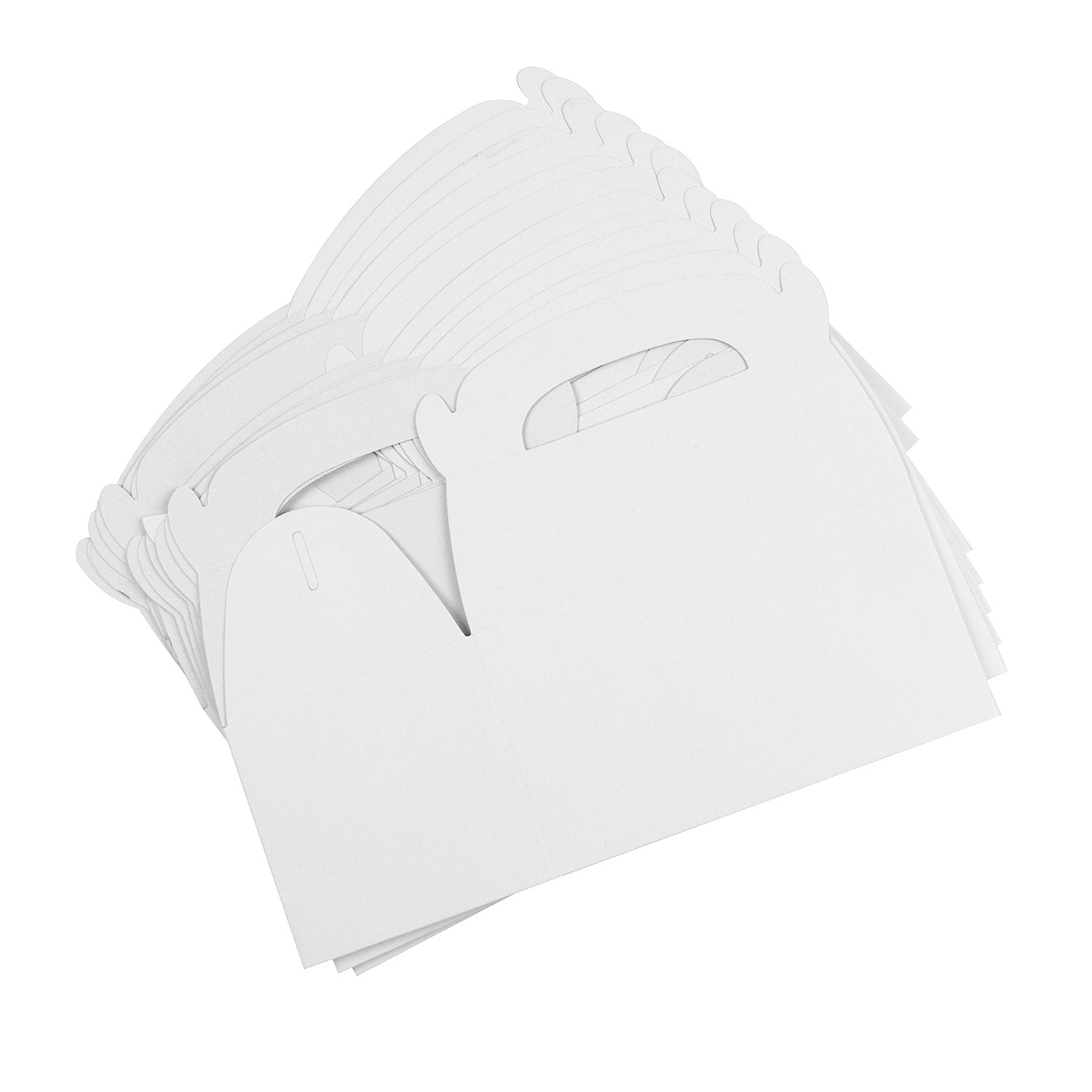 Super Z Outlet Blank White Color Treat Gift Paper Cardboard Boxes With Handles, Arts & Crafts Candy Goodie Bags, Picnic, Birthda