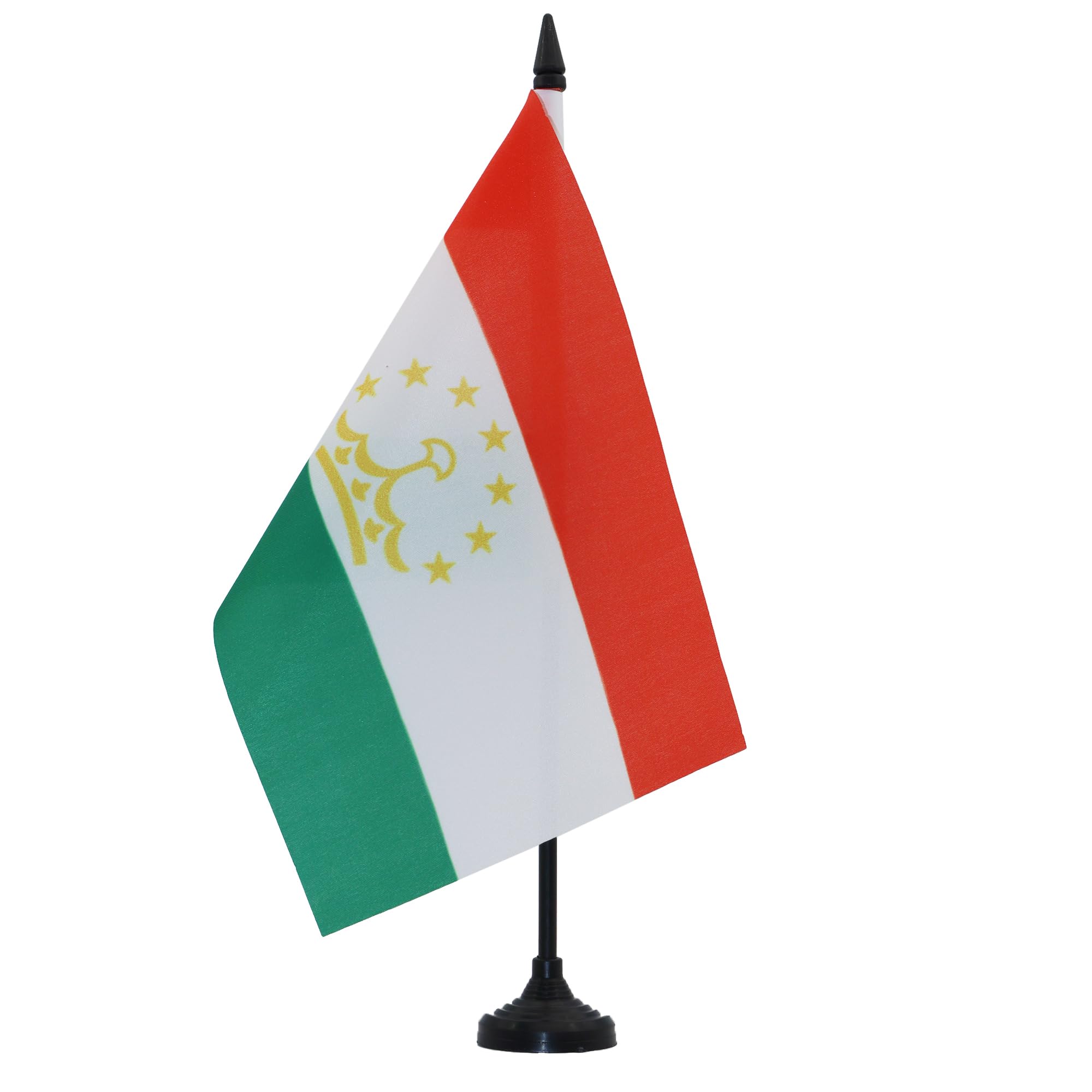 Tajikistan Table Flag 5' X 8' - Tajik Desk Flag 21 X 14 Cm - Black Plastic Stick And Base - Az Flag