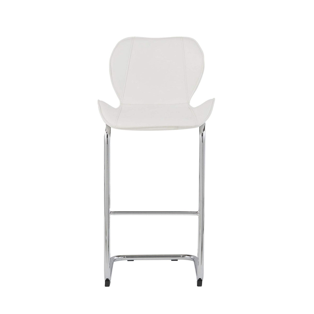 HomeRoots Set of 4 Modern White Barstools with Chrome Legs