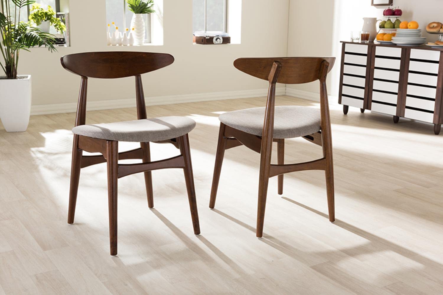 Baxton Studio Flora Dining Chair in Light Gray (Set of 2)