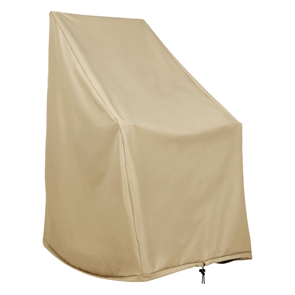 Shine Company Weatherproof Outdoor Rocking Chair Cover, 100% Woven Polyester, Elastic Cord With Toggle, Khaki