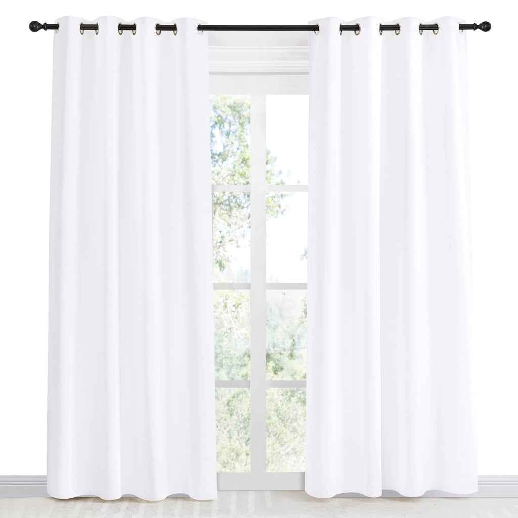 Nicetown Room Darkening Window Treatment Curtain, Pure White, Single Panel, 55 By 86, Energy Smart Thermal Insulated Block Out Sunlight Shade & Blind For Bedroom With Grommet Ring Top