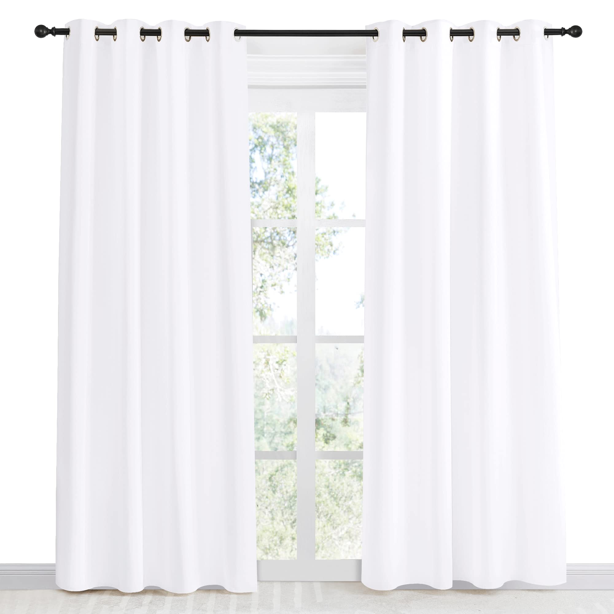 Nicetown Room Darkening Window Treatment Curtain, Pure White, Single Panel, 55 By 86, Energy Smart Thermal Insulated Block Out Sunlight Shade & Blind For Bedroom With Grommet Ring Top