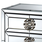 Baxton Studio 3-Drawer Nightstand - Mirrored/Silver & Bronze, Glass Finish, Contemporary Glam Design