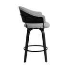 HomeRoots Gray 26' Dark Grey Faux Leather Black Wood Swivel Bar Stool