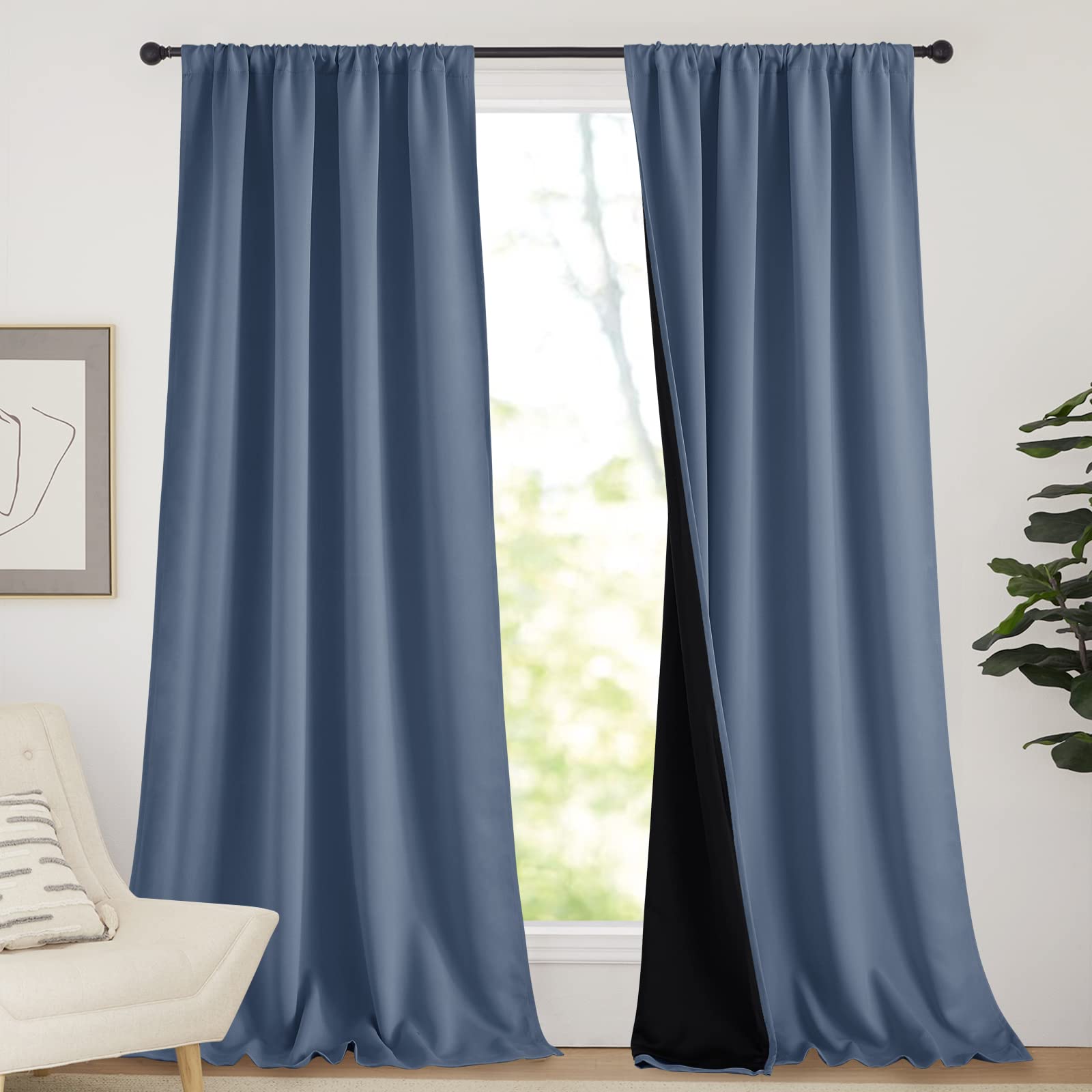 Nicetown Insulated 100% Blackout Curtains, Elegant Decor Noise Reducing Performance Drapes, Full Light Blocking Draperies For Ov