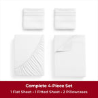 Mellanni Twin Xl Sheet Set - 4-Piece Iconic Collection Bedding, (Including 2 Pillowcases), 16-Inch Deep Pocket, Easy Care, Extra Soft, Cooling Sheets, Brushed Microfiber - White