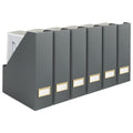 BLU MONACO D  cor and Organization with a Set of 6 Cute Magazine Holders, Foldable File Boxes in Grey with Gold Label Holders - 