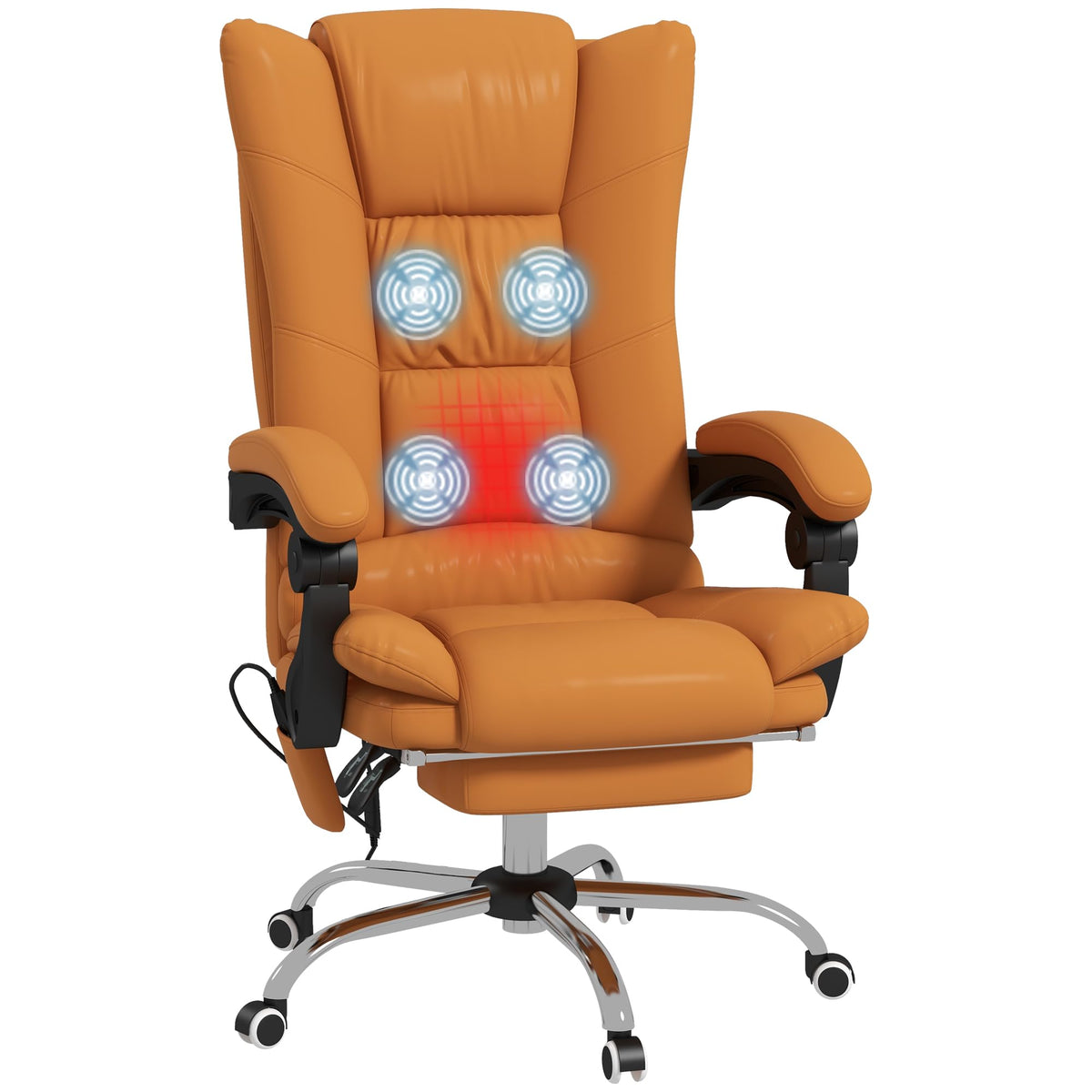 Vinsetto Executive Massage Office Chair With 4 Vibration And Heat, 3 Modes, Pu Leather Swivel Chair With Adjustable Height, Recl