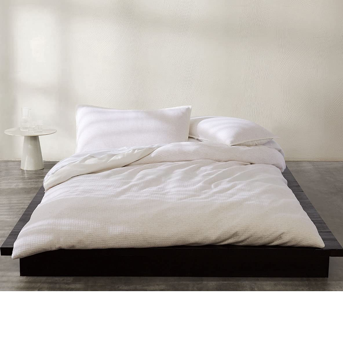 Calvin Klein Home Solid Color, Jacquared Queen Duvet Sets Of 3 Pieces Cotton Modal 170 Gsm (White)