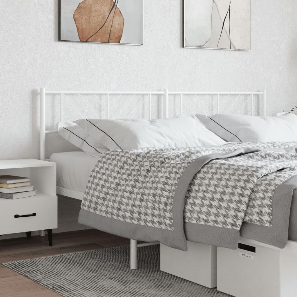 vidaXL Classic White Metal Headboard - Durable Steel Construction, Suitable for 76&quot; Mattress Width, Offers Excellent Back Support - Easy Assembly