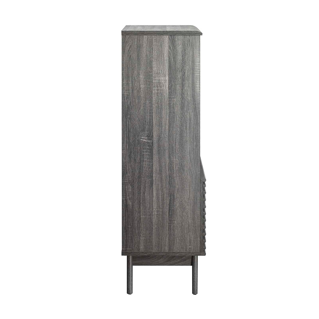 Modway Render Mid-Century Modern Office, Display Cabinet Bookshelf, Charcoal