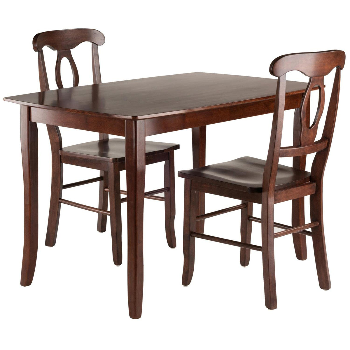 Winsome Wood Inglewood 3-Pc Set Table W/ 2 Key Hole Back Chairs Dining, Walnut