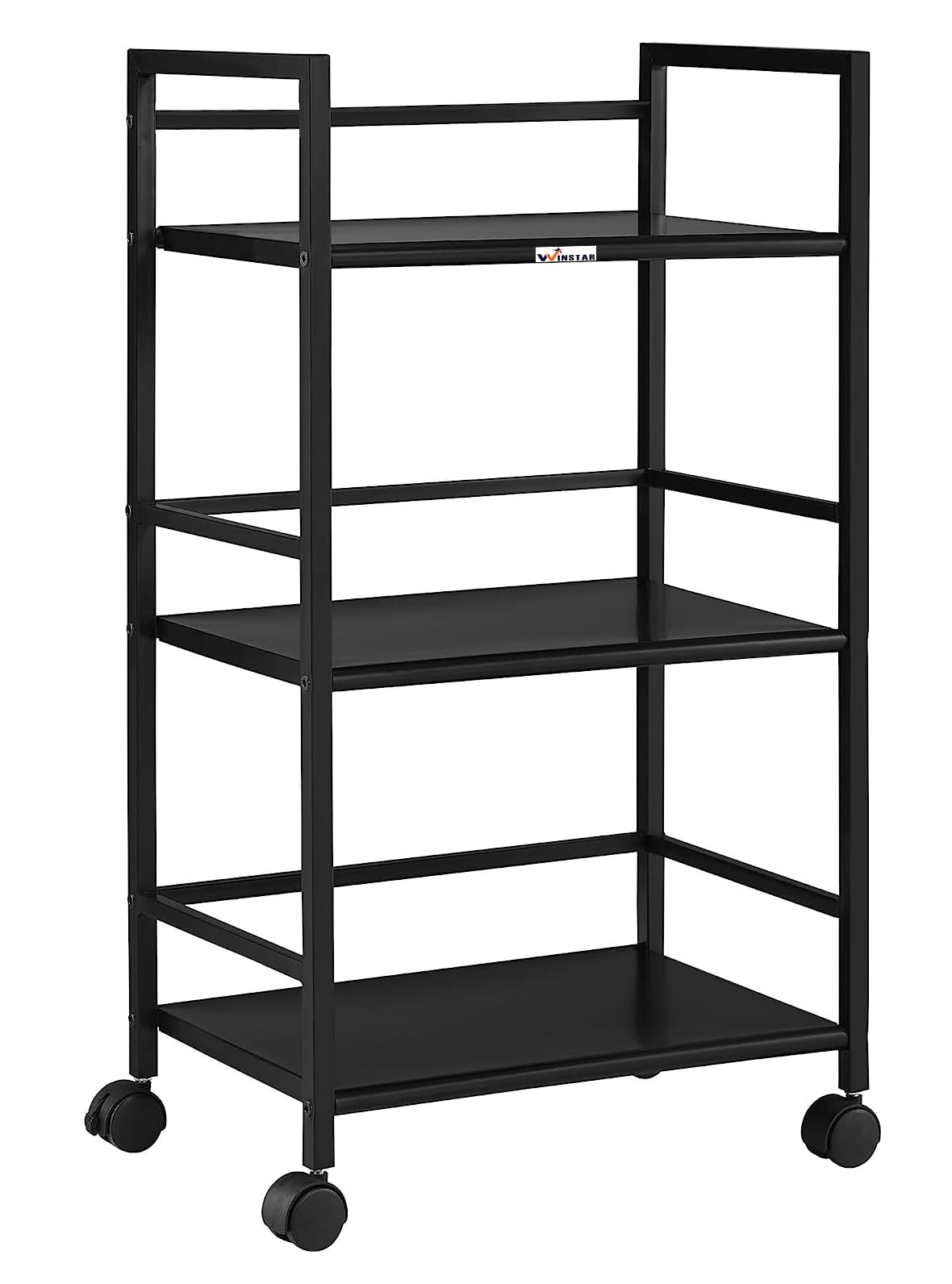 WINSTAR Metal Rolling Trolley with Lockable Wheels | Heavy Duty Multifunctional Metal Frame Cart | Ideal for Home, Kitchen, Bath